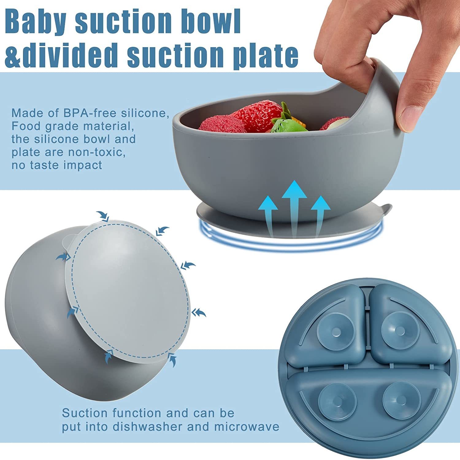 Cups Dishes Utensils Silicone Spoons Forks Bib Bowls Dish Cup Child Feeding Suction Kids Toddler Eating Tableware Dinnerware Non-slip Set 230428