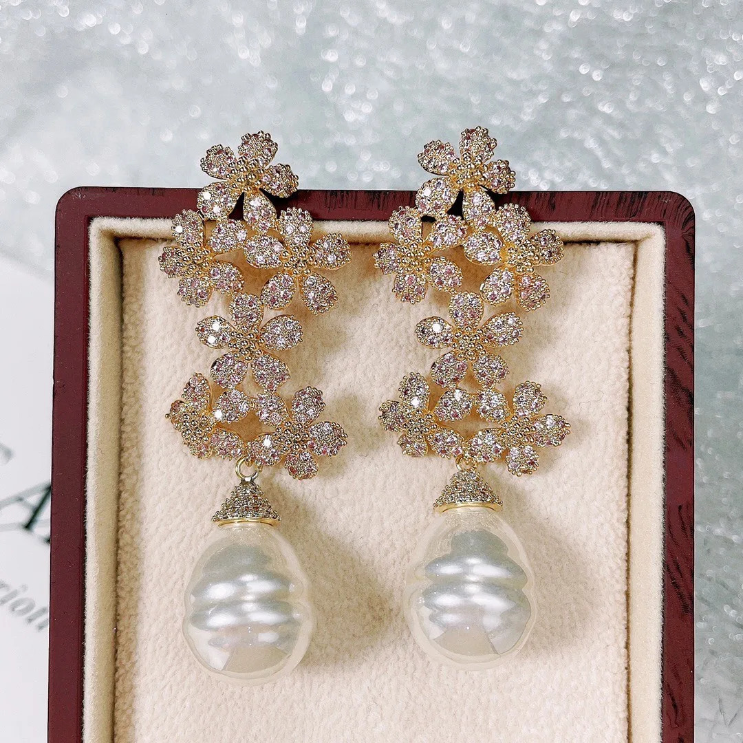Stud Silver 925 Earrings for Women Female Pearl Drop Bride Wedding Engagement Birthday Anniversary Gift Jewelry 231127