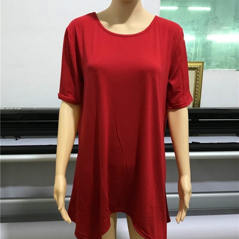 Women's T-Shirt Women's Loose T-shirt Summer Plus Size Basic Long T Shirt Top Women Solid O-Neck Short Sleeve Long Casual Women Tee Shirt Fe