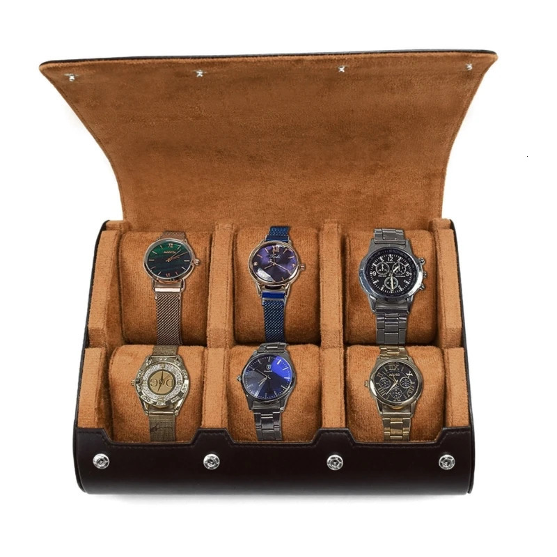 Jewelry Boxes Men Leather Watch Box Organizer 6 Bit Pouch Bag Easy Carry to Travel Storage 231127