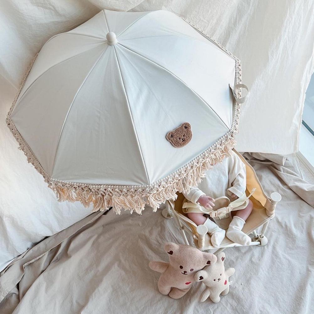 Stroller Parts Accessories Cute Baby Umbrella Sunshade Bohemian Children Outdoor Sun Shade Beach UV Protection Kids Pography Props 230427