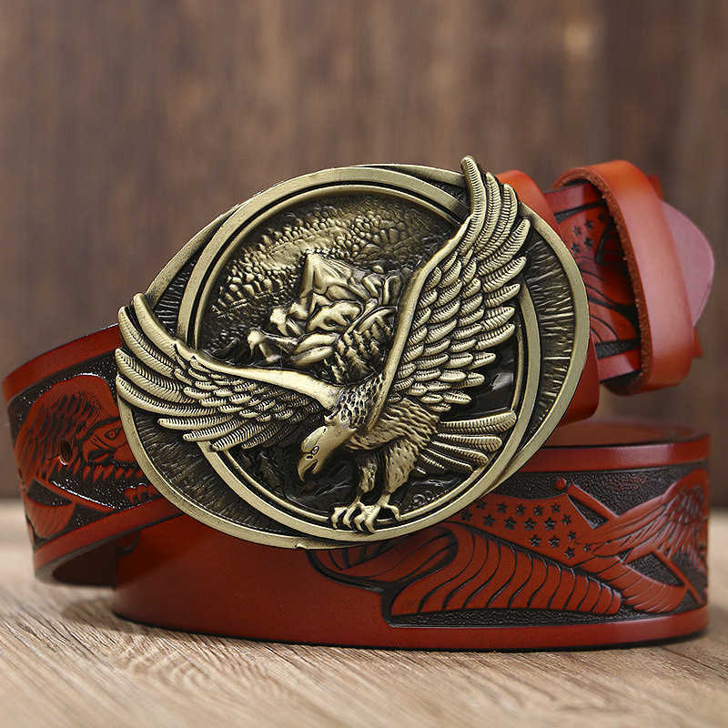 Men's Belt With Male Belt Metal Buckle Eagle Punk Rock Style Strap For Men Gift Belt J0121