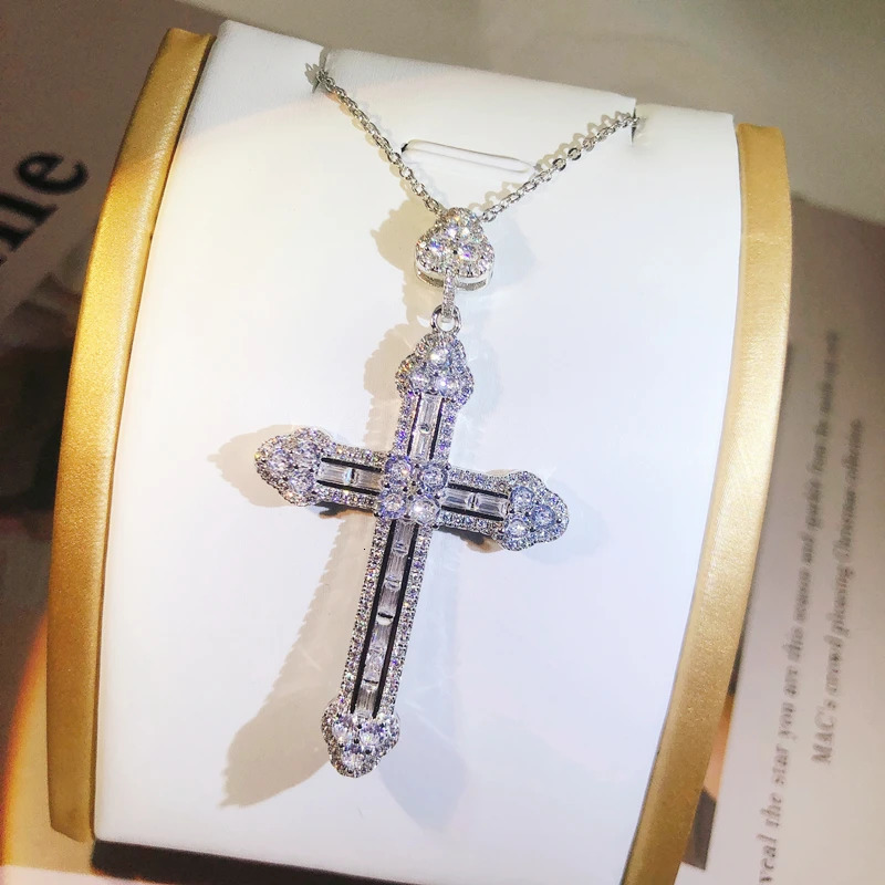 Pendant Necklaces 925 Sterling Silver Trendy Handmade Cross Pendants For Women Men Zircon Inlay Charms Necklace Chain Unisex Jewelry 231129