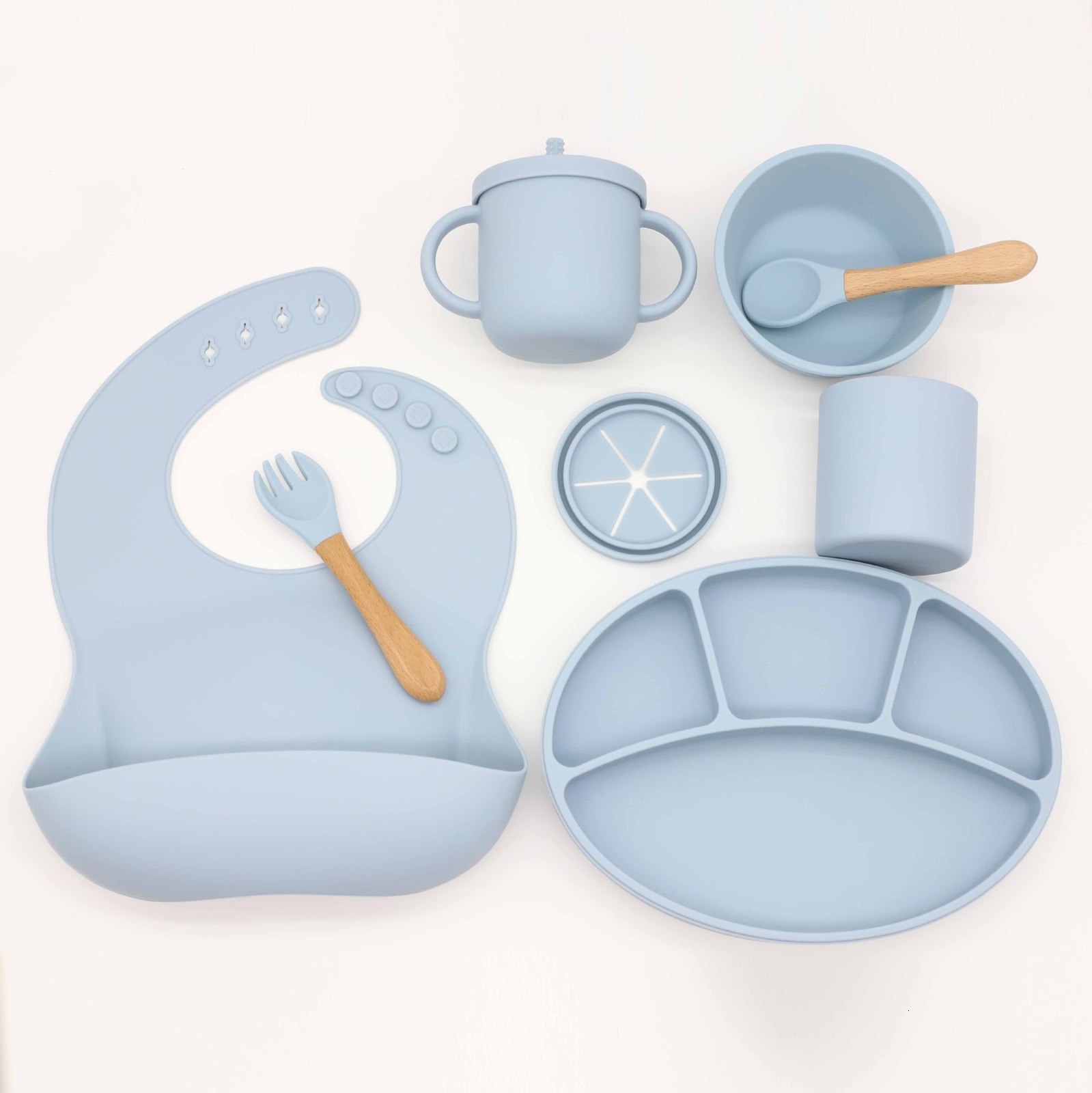 Cups Dishes Utensils 3/8Pcs Children's Silicone Plate Suction Cup Baby Dishes Set For Feeding Bowl Bibs Spoon Fork Sippy Cup Kids Training Tablew