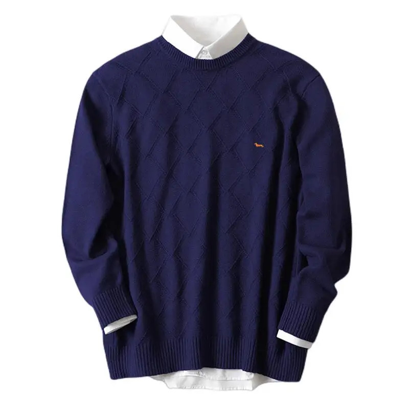 Men's Sweaters Men Autumn Casual Sweater Pullovers Long Sleeve Embroidery Harmont ONeck Solid Blaine Business Slim Fit 231128