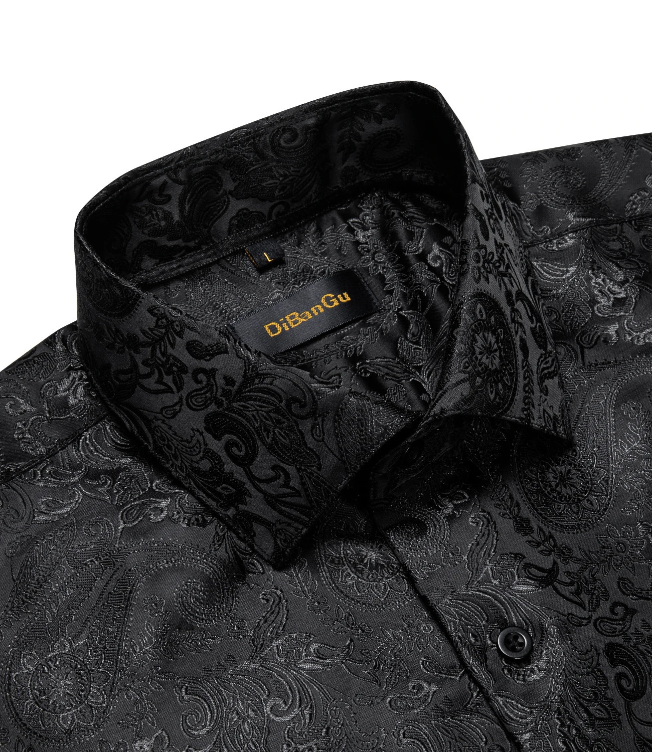 Men's Casual Shirts Men's Long Sleeve Black Paisley Silk Dress Shirts Casual Tuxedo Social Shirt Men Clothing 231128