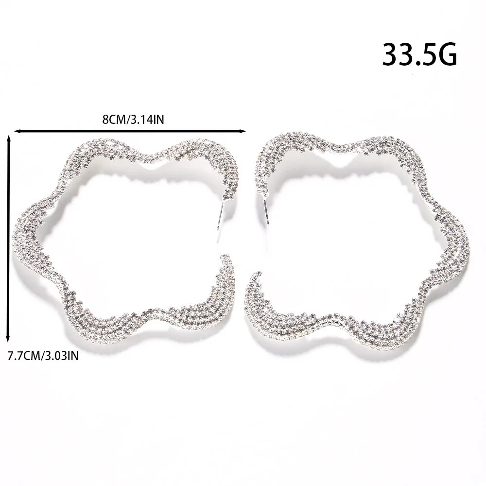 Charm Statement Large Flowers Earrings Party Exaggerate Decoration Wedding Jewelry Bling Crystal Hoop for Women 231129
