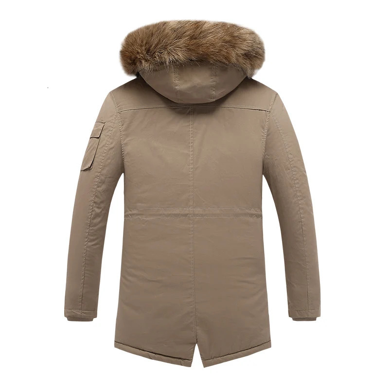Mens Down Parkas Winter Men Warm Thick Fleece Fur Collar Long Jacket Casual Windproof Military Fashion Classic Coat Man 231129