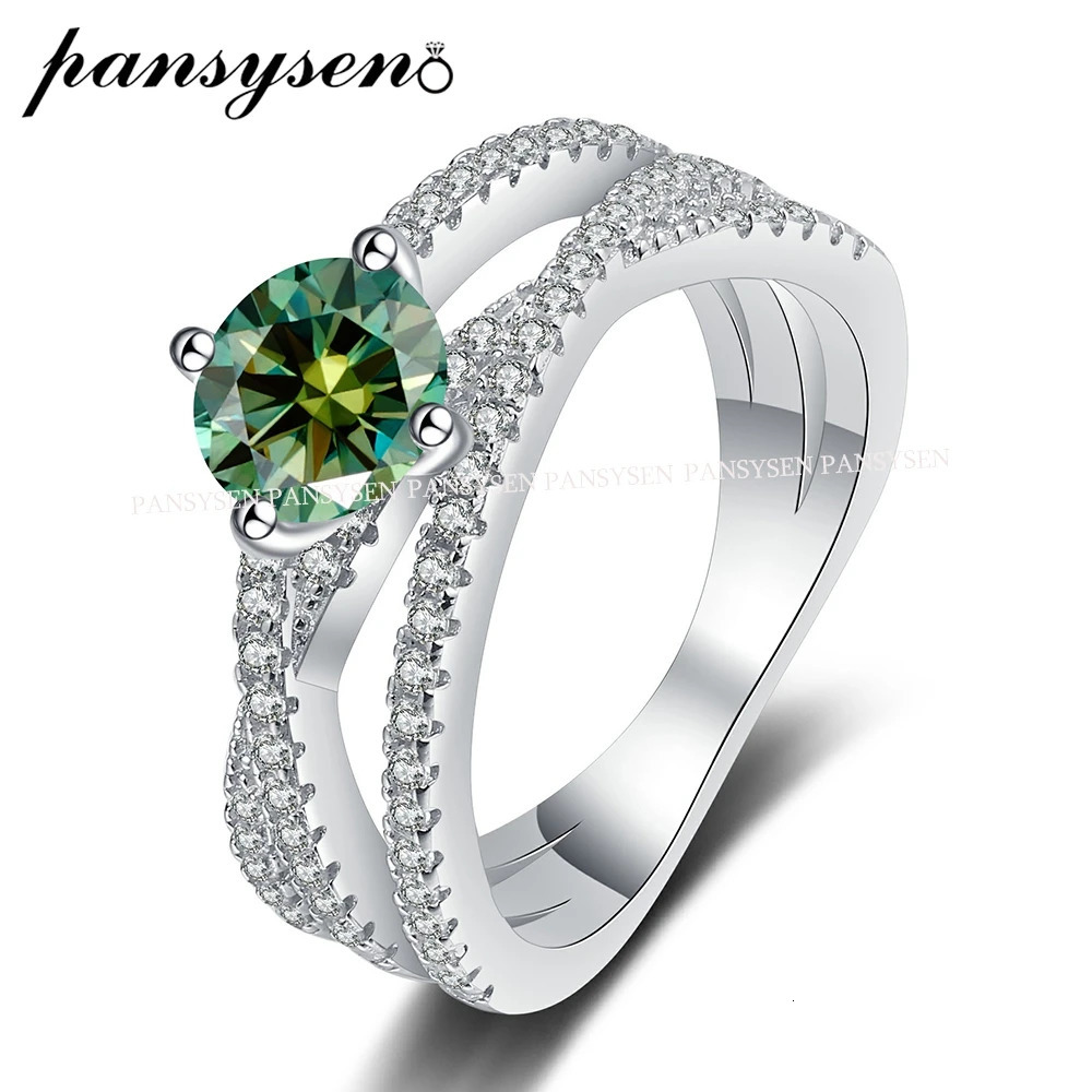 Wedding Rings PANSYSEN D VVS1 Colorful for Women Lab Grown Diamond with GRA Engagement Band S925 Sliver Ring 231128