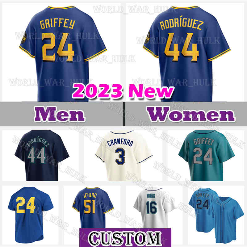 

24 Ken Griffey Jr. Baseball Jersey Julio Rodriguez 2023 City Connect Jarred Kelenic Seattle JP Crawford Suzuki Ichiro Cal Raleigh Mariners Kolten Wong Luis Castillo, Men 2023 new jersey(s s)