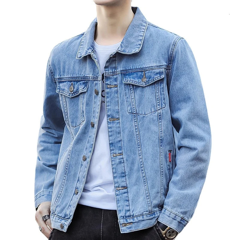 Men's Jackets Men's Denim Jacket Cotton Casual Solid Single Breasted Jeans Coats for Male Streetwear Fashion Jaqueta Masculina Men Clothing 