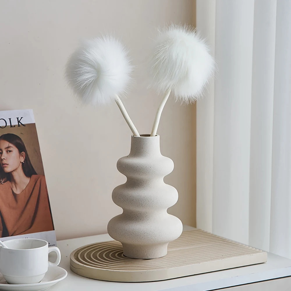 Vases Nordic Style Ceramic Vase Decoration White Modern Home Flower Pot Living Room 231128