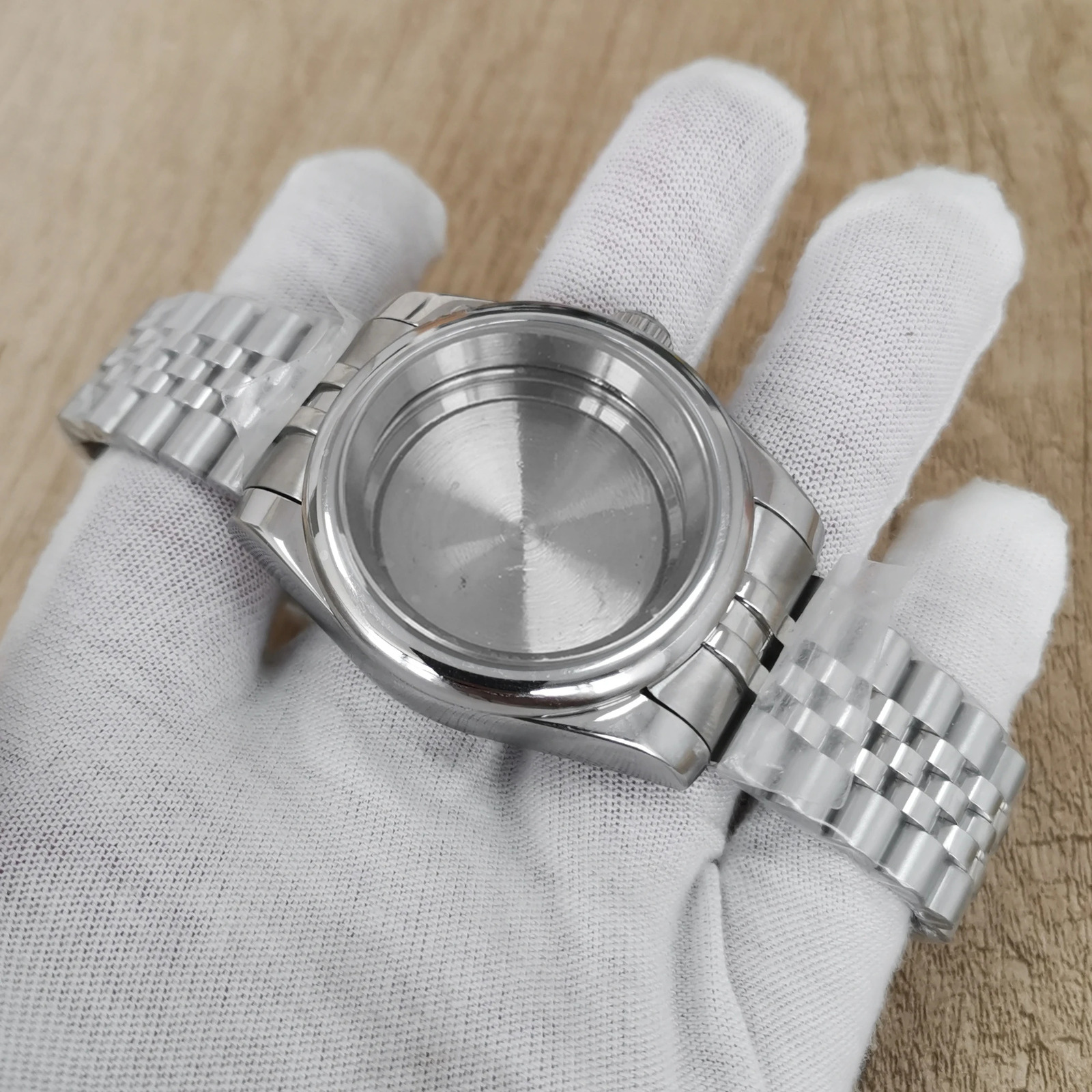 Watch Bands 39MM Steel Watch Case Five Baht Watch Band Strap Men's Watch Accessories for NH35/NH36/4R/7S Movement 231128