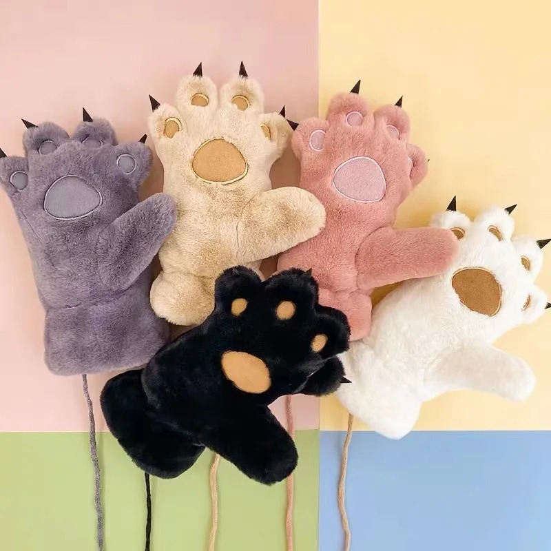 Five Fingers Glove Bear Palm Paw Animals Plushclaw Glove Paws Costumes Cosplay Cute Cartoon Simulation Furry Mittens Winter Warm 231129