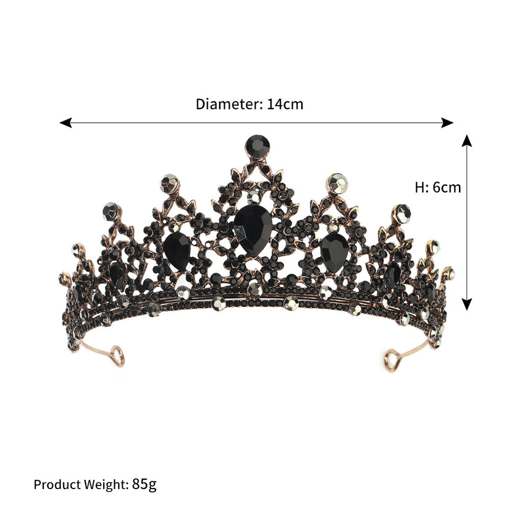 Popular Bride Headwear Baroque Vintage Alloy Black Rhinestone Crown Photo Jewelry Halloween Party Crown TS-0003
Popular Bride Headwear Baroque Vintage Alloy Black Rhinestone Crown Photo Jewelry Halloween Party Crown TS-0003