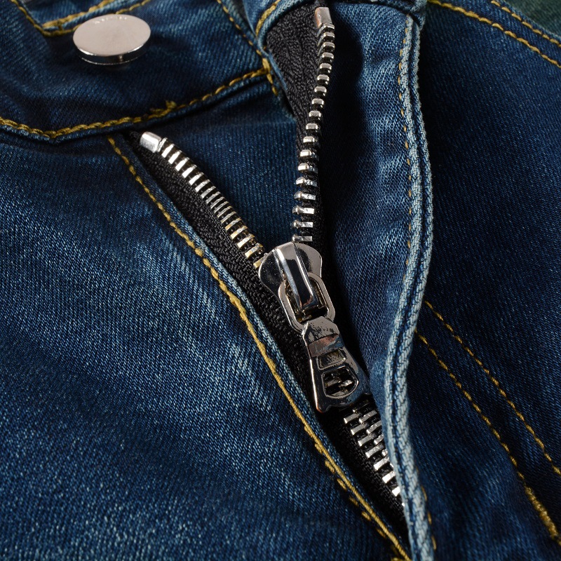 Fashion dark blue hole patch amiryes letter embroidery zipper fly slim jean men