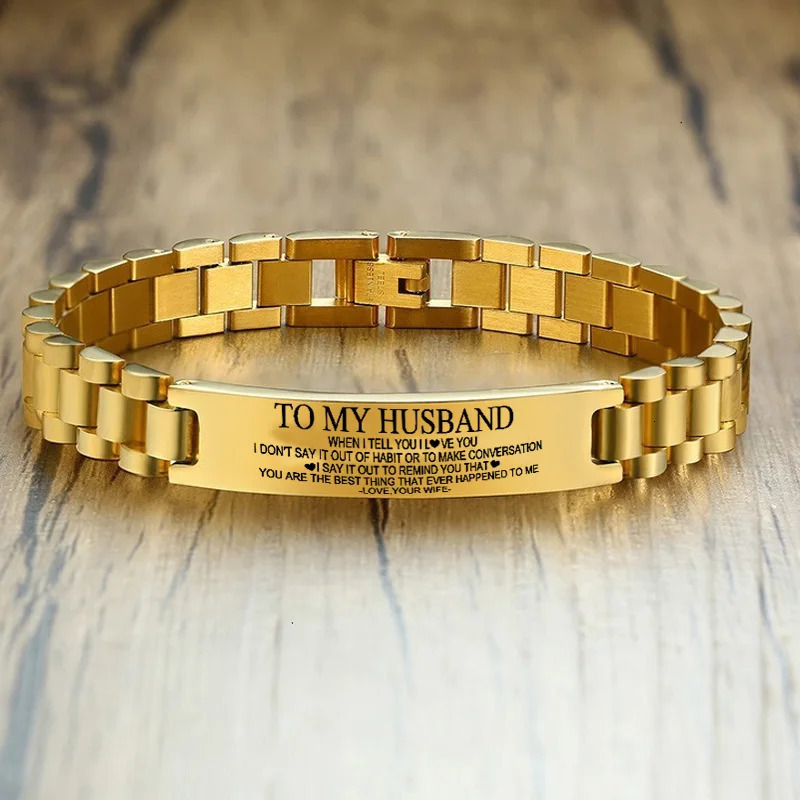 Charm Bracelets Personalized Stainless Steel Men Bracelet Bangle Engraved Fashion Custom ID Male Braslet Brazelaet Boy 7.7Inch 8.3Inch Dropship 231128