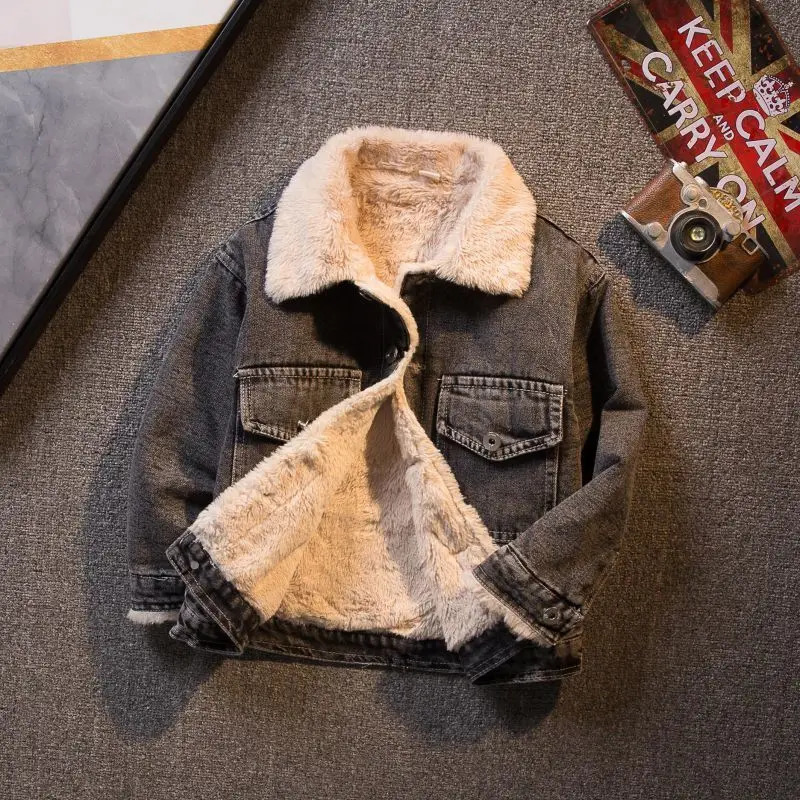 Down Coat TEEN Boys Girls Denim 2023 Autumn Winter Casual Children Outwear Thickened Warm Cartoon Cowboy Jacket for Kids Clothes Tops 231128