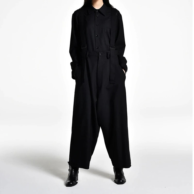 Men's Pants Men's spring and autumn wide leg pants overalls loose men's casual pants large size suspenders Japanese Yamamoto wind 23112