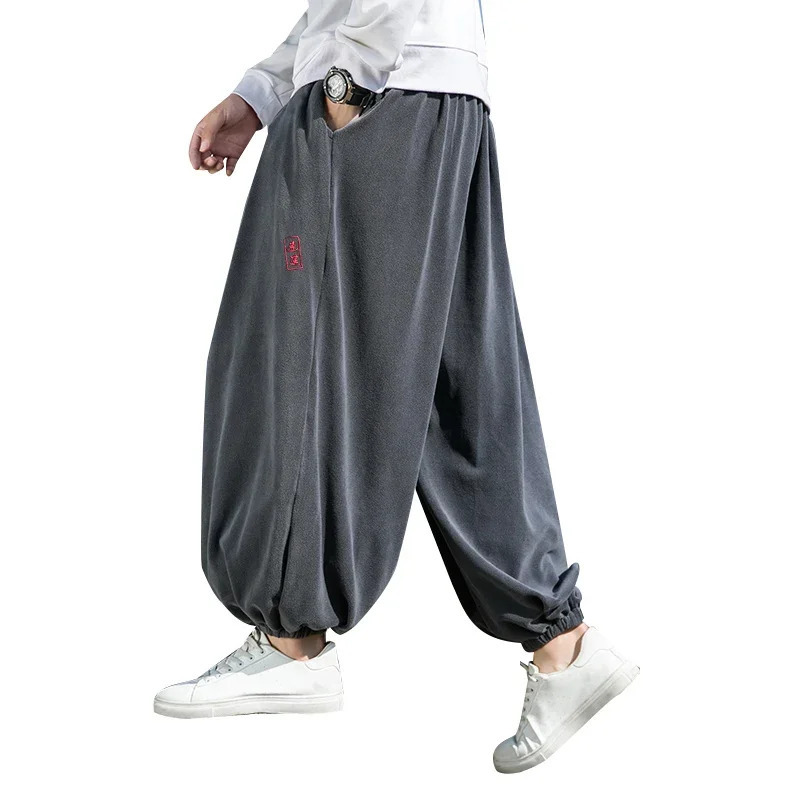 Men's Pants Autumn Winter Pants Thickening Velvet Retro Harem Pants Men Solid Trendy Casual Wild Large Size Harajuku Jogging Trousers 231129