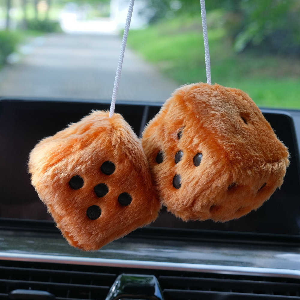 Interior Decorations Plush Dice Car Pendant Jewelry Car Hanging LOGO T231129