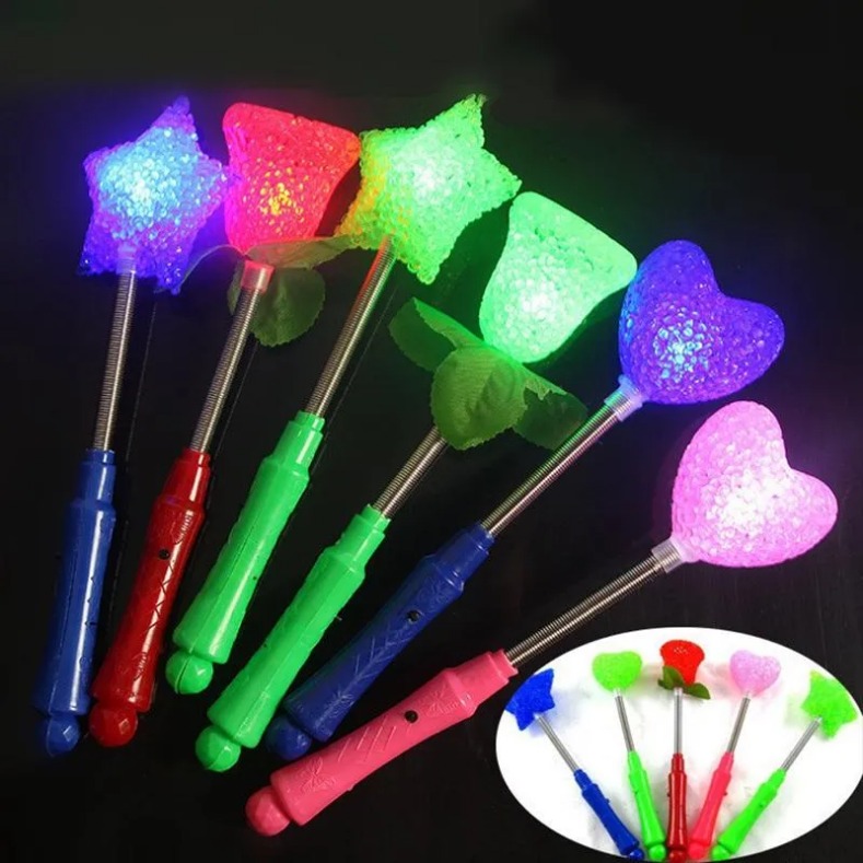 LED Light Up Rice Particed Spring Star Rose Shaking Glow Stick For Party Wedding Decoration Toys