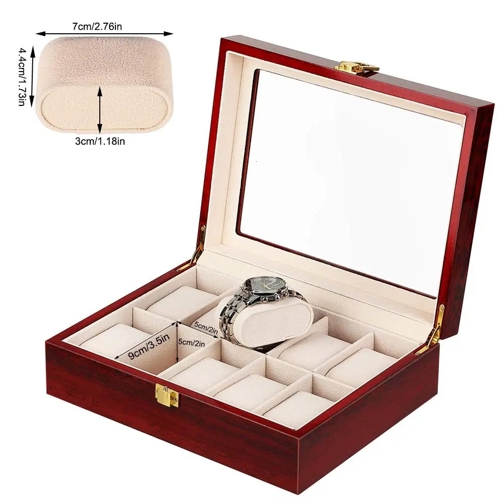 Watch Boxes Cases 10 Slots Watch boxes Organizer 12 Grids Wood 2 3 5 6 Slot Watches Holder Stand Case Jewelry Display Wooden Storage Gift box 231128