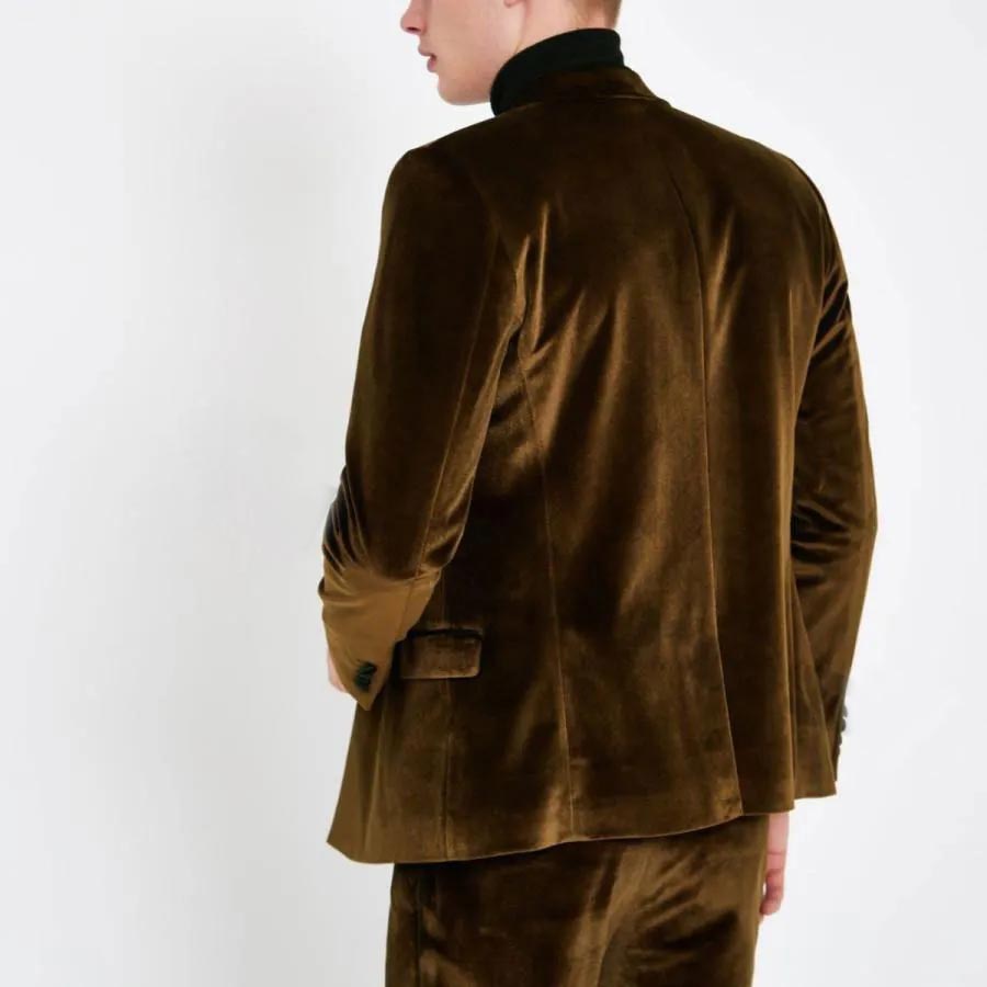 Fashion Veet Wedding Tuxedos 2 Pieces Sets Mens Suits Peaked Lapel Blazers Double Breasted Formal Suit With Jacket And Pants