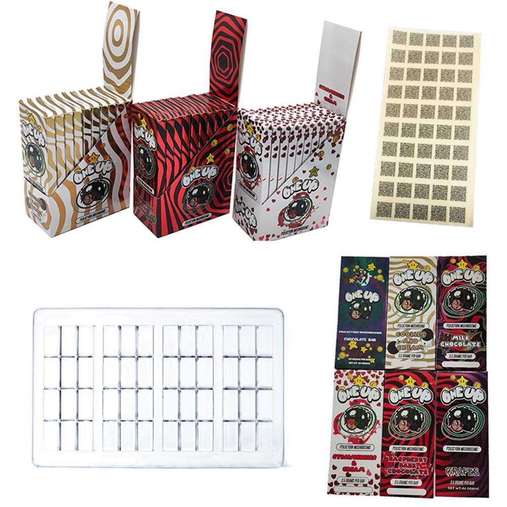 EMPTY One Up Chocolate Bar Packing Boxes With Chocolate Mold Mushroom Shrooms 3.5G 3.5 Gram Oneup Cookies and Cream 10Pack Display Box QR Code Sticker
EMPTY One Up Chocolate Bar Packing Boxes With Chocolate Mold Mushroom Shrooms 3.5G 3.5 Gram Oneup Cookies and Cream 10Pack Display Box QR Code Sticker
