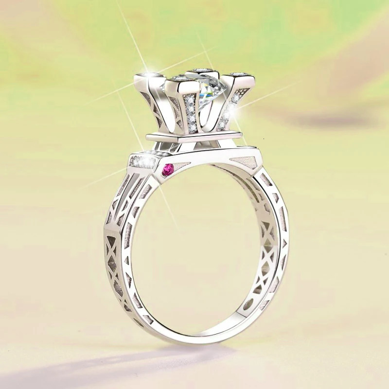Wedding Rings SEMNI 10ct Eiffel Tower For Women Men Sparkling Lab Diamond 925 Sterling Silver Fine Jewelry Love Anillos 231128