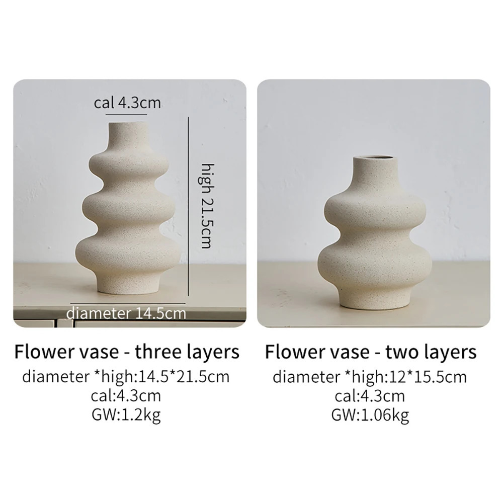 Vases Nordic Style Ceramic Vase Decoration White Modern Home Flower Pot Living Room 231128
