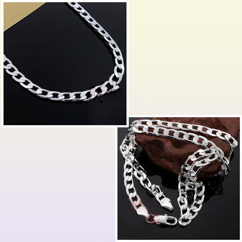 Chains 925 Sterling Silver 8mm 1624 Inch Men Necklace Side Chain Atmospheric Statement Gift Party