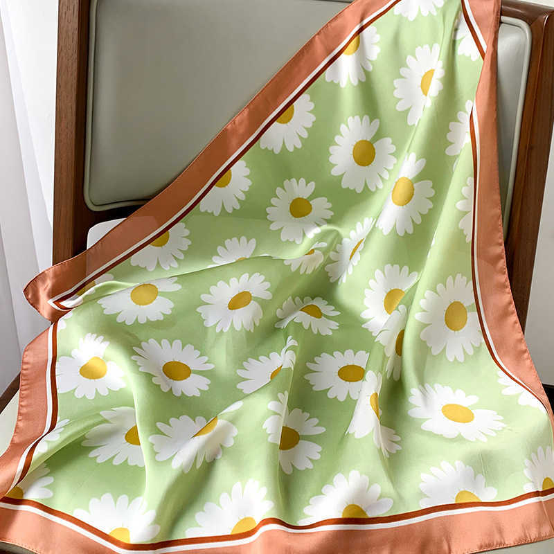 Scarves 7070cm Fashion Handkerchief Women Neck Scarf For Hair Small Shawls Wraps Cute Headband Square Head Scarfs For Ladies Dropship J230428