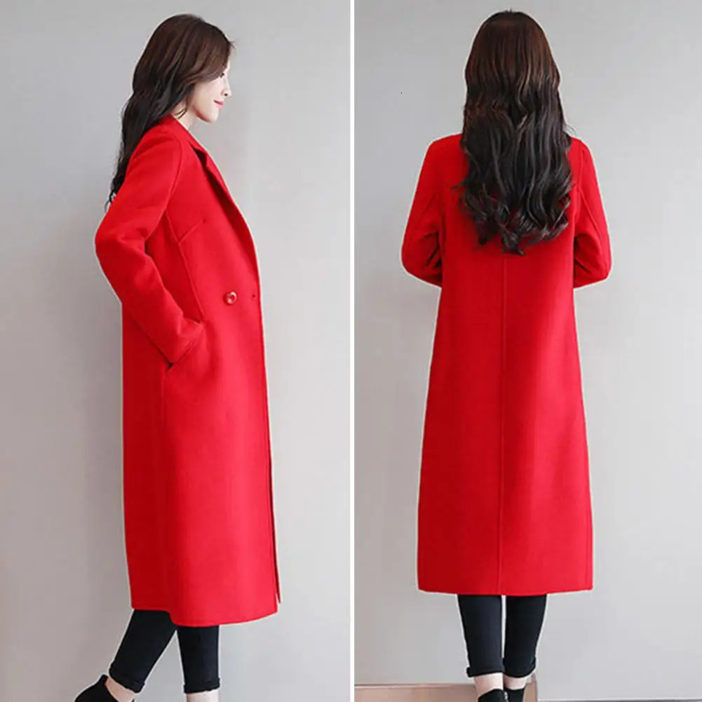 Women's Wool Blends Winter Coat Trendy Midi Length Lady Coat Anti-wrinkle Lady Coat Notch Collar Winter Overcoat for Shopping 231128