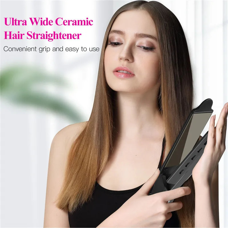 Hair Straighteners Wide Plate Flat Iron Professional Alloy Straightener Temperature Adjustable Straightening Venting Styling Tool 231128