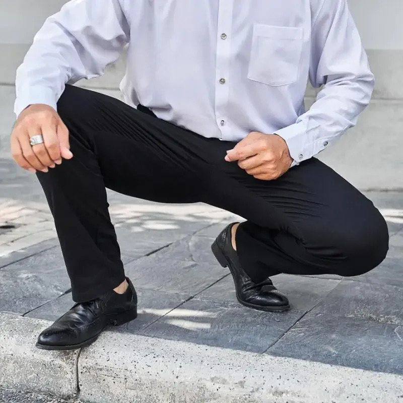 Men's Pants Big Size Men Casual Pants for 70-150kg Plus Size Suit Pants 34-50 Men's Trousers Long Pants Stretch Fabric Loose Baggy Pants 231
