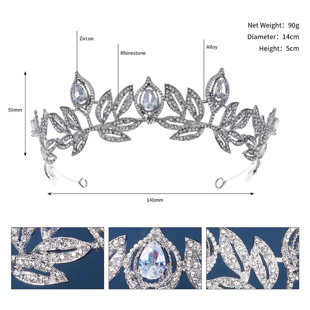 Bride Zircon Crown Alloy Water Diamond Wedding Accessories Princess Leaf Wedding Headwear Manufacturer Direct Supply TS-0036-A
Bride Zircon Crown Alloy Water Diamond Wedding Accessories Princess Leaf Wedding Headwear Manufacturer Direct Supply TS-0036-A