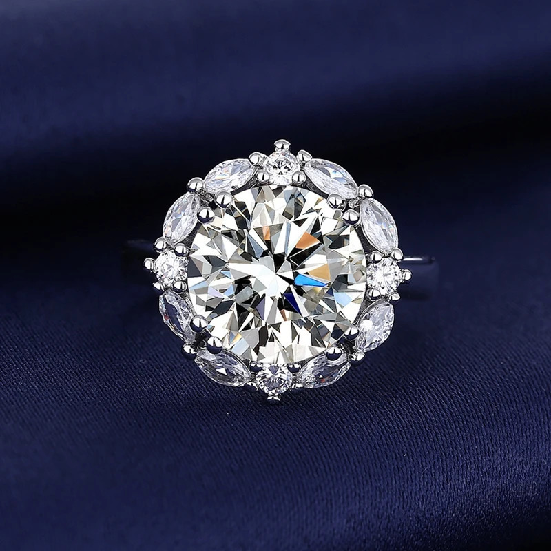 Wedding Rings SEMNI US Size 50CT Diamond Ring for Women 925 Sterling Silver Engagement Promise Band Forever Love 231128