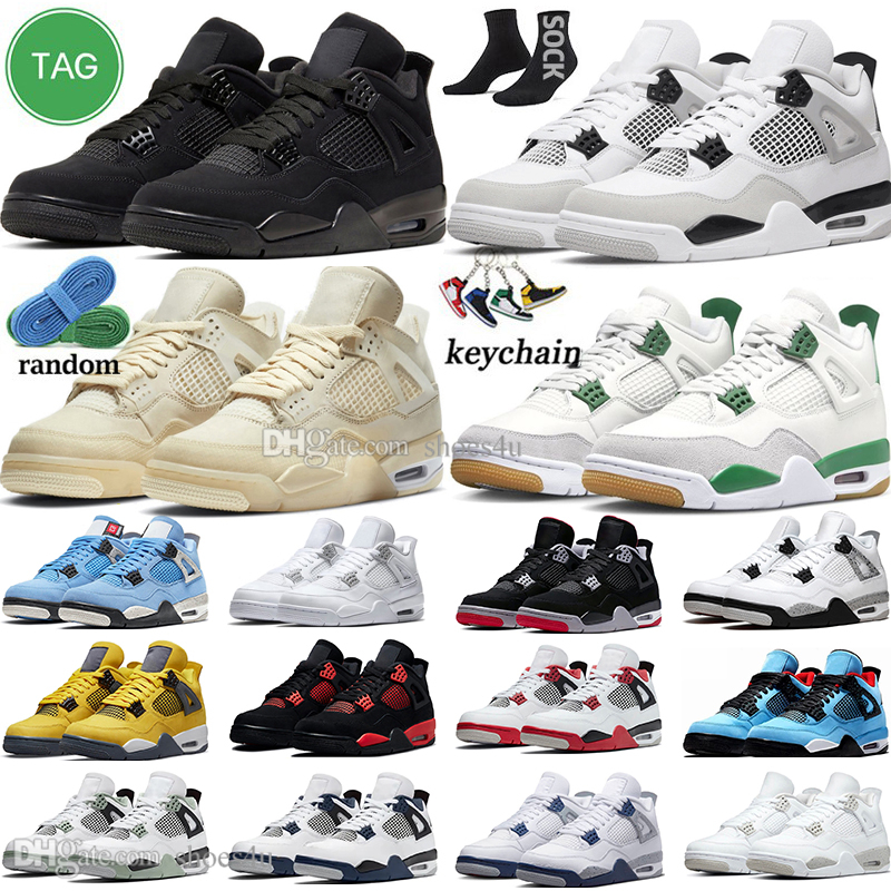 With Box 4 Mens Basketball Shoes women Alternate Military Black Cat Canvas White Oreo Midnight Navy University Blue Sapphire Pine Green Men Trainers Sports Sneakers