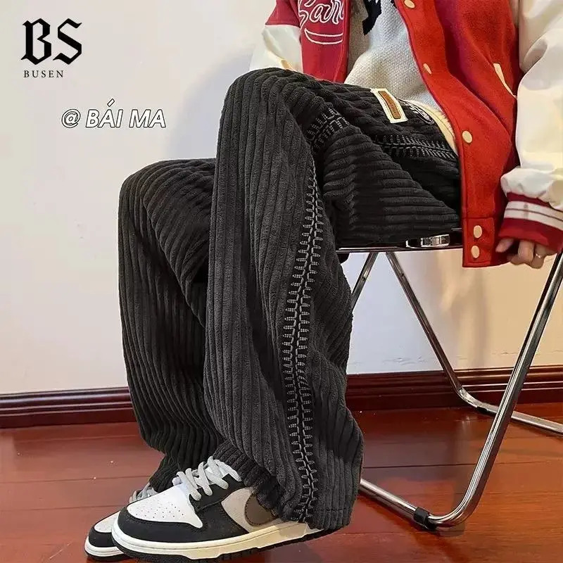 Men's Pants Corduroy pants men's autumn and winter loose straight floor-length mopping pants trendy versatile casual trousers y2k pants emo 
