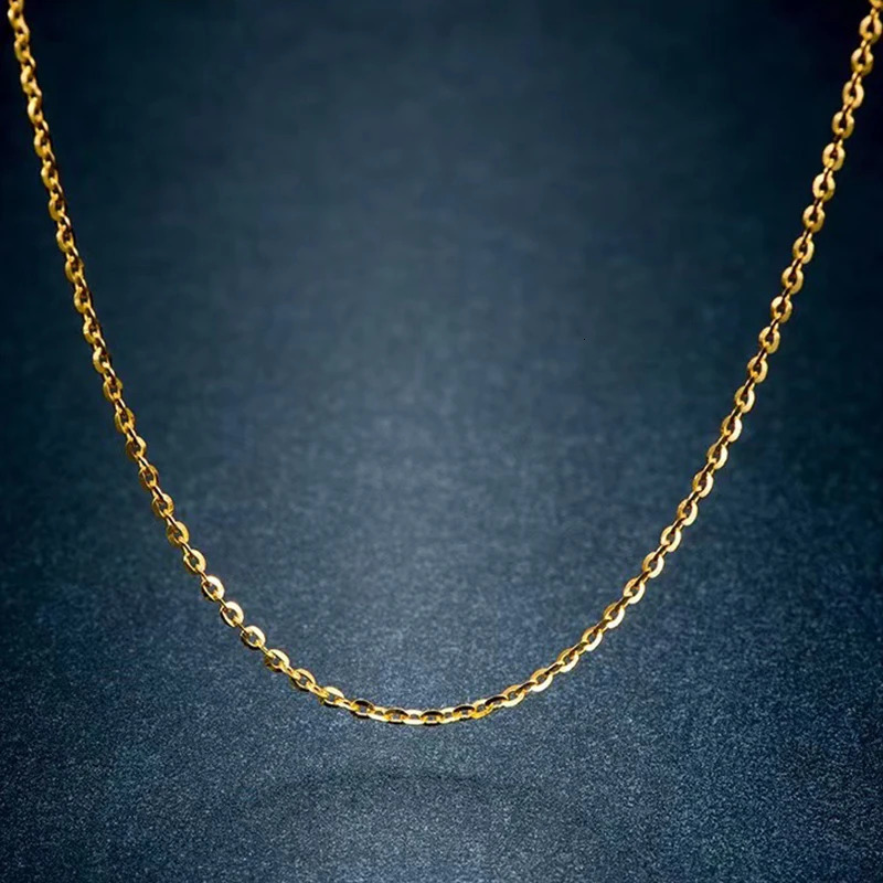 Chokers COSFIX Real 18K Gold Oshaped Chain AU750 Pure Necklace For Women andd Men Fine Jewelry Birthday Gift 231129