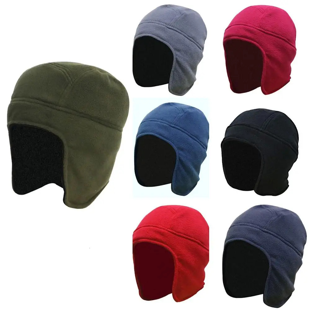 Beanie/Skull Caps Connectyle Men's Womens Warm Fleece Beanie Earflap Winter Hat Solid Color Adjustable Outdoor Winter Male Female Skull Caps 2311