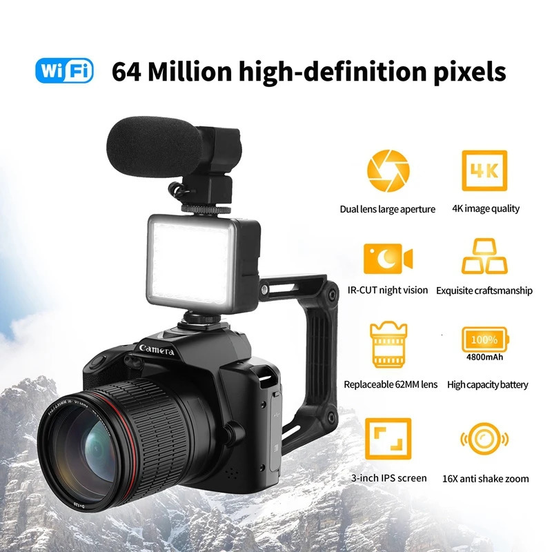 Digital Cameras Digital Pography Camera Night Vision Camera 4K WIFI Web Cam Vintage Vlog Video Recorder 64MP Camcorder Camera A 231128