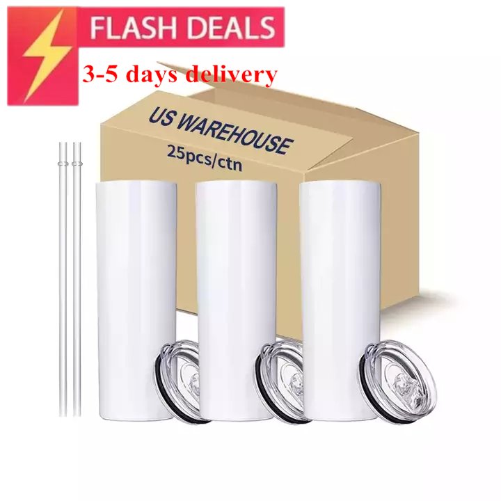 New US CA Stocked 20oz Stainless Steel Tumbler with Lid Straw Big Capacity Beer Mug Water Bottle Outdoor Camping Cup Vacuum Insulated Drinking Tumbler