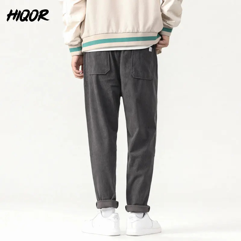 Men's Pants HIQOR Autumn Winter Thicken Corduroy Sweatpant Male Baggy Jogger Fashion Streetwear Loose Vintage Casual Straight Pants Man 231129