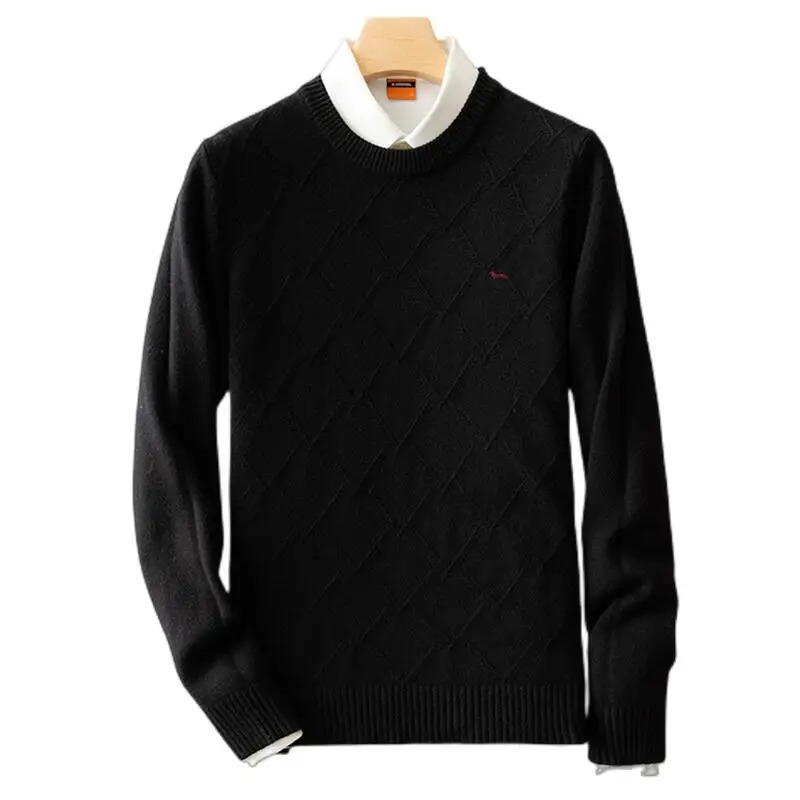 Men's Sweaters Men Autumn Casual Sweater Pullovers Long Sleeve Embroidery Harmont ONeck Solid Blaine Business Slim Fit 231128