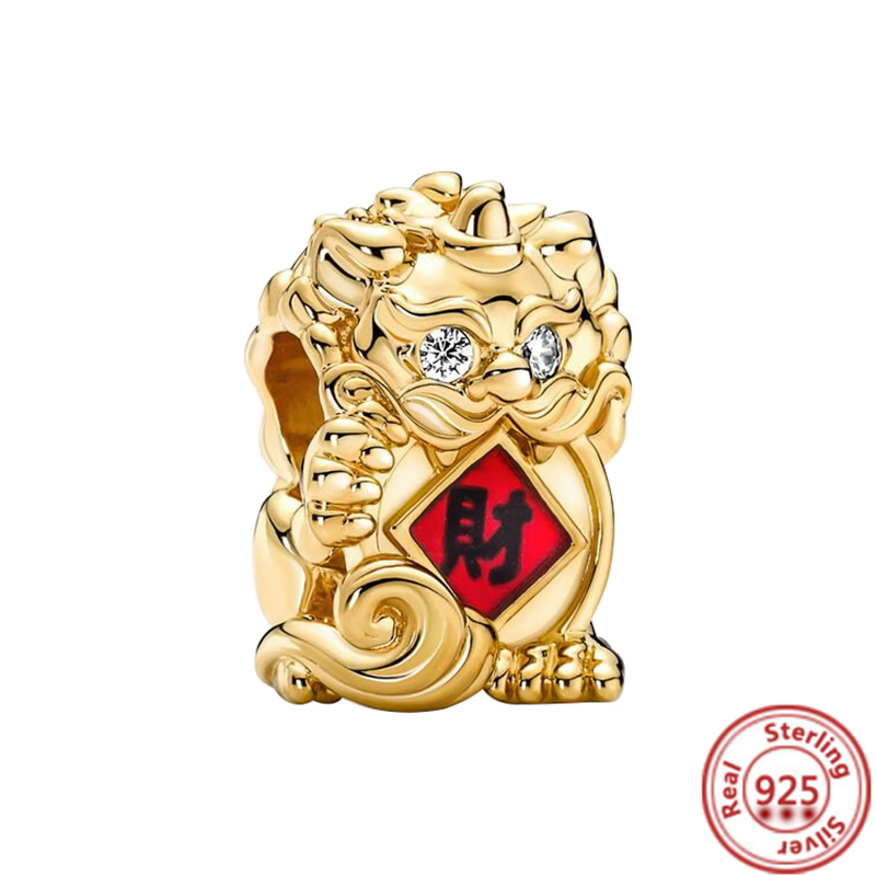 925 Sterling Silver Charm Player Fortune Tiger Beads Suitable For S925 Snake Classic DIY Lady Bracelet Jewelry Fashion Accessories Free Delivery