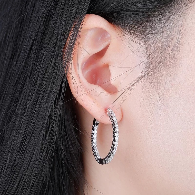 Hoop Huggie 30mm Gold Plated Hoop Earrings Set Circle Ice out Hoop Earrings Bulk Hip Hop for Women Gift 230428