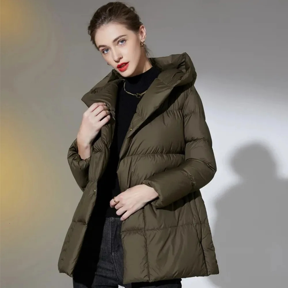 Womens Down Parkas Winter Jackets Light Warm Casual Coat Female Puffer Jacket With Belt Plus Size Hooded Parka Overcoat 231129
