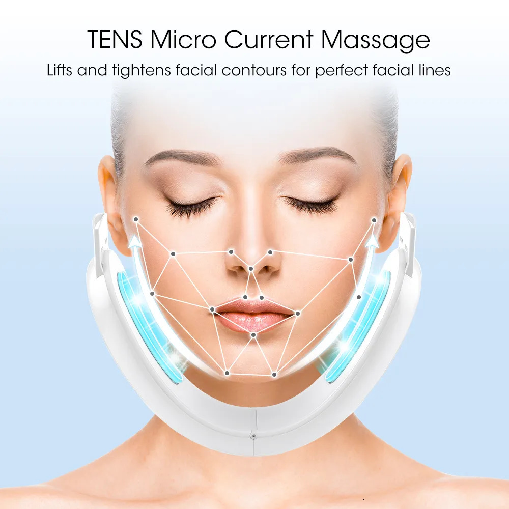 Face Care Devices EMS Lifting Device LED Pon Therapy Face Slimming TENS Pulse Massager Remove Double Chin V-Face Shaped Cheek Lift Belt 231128
